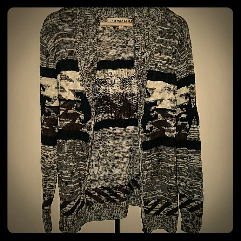 Printed Zip-Up Cardigan